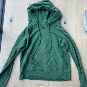 Nili Lotan Distressed Cotton Jersey Hoodie Size M Green